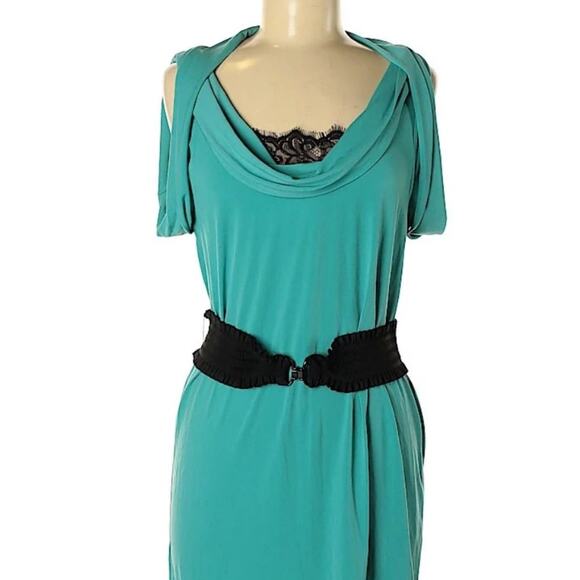 BCBG Generation Drape Fold Dress Turquoise Medium - Picture 2 of 9